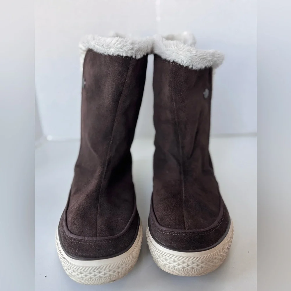 Converse All Star Boots Brown Leather Suede Faux Fur Lined Warm Women’s Size 9